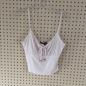 Elegant White Ribbed Camisole